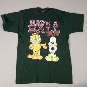 Garment Graphics T-Shirt Mens L Green 1994 Garfield Odie Have A Ball Vintage